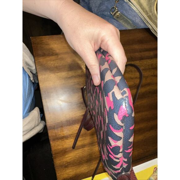 Fossil Black Pink And Tan Clutch Crossbody Handbag Leather 11x7 Inch - Picture 12 of 16